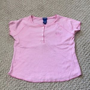 Pink princess quarter button top